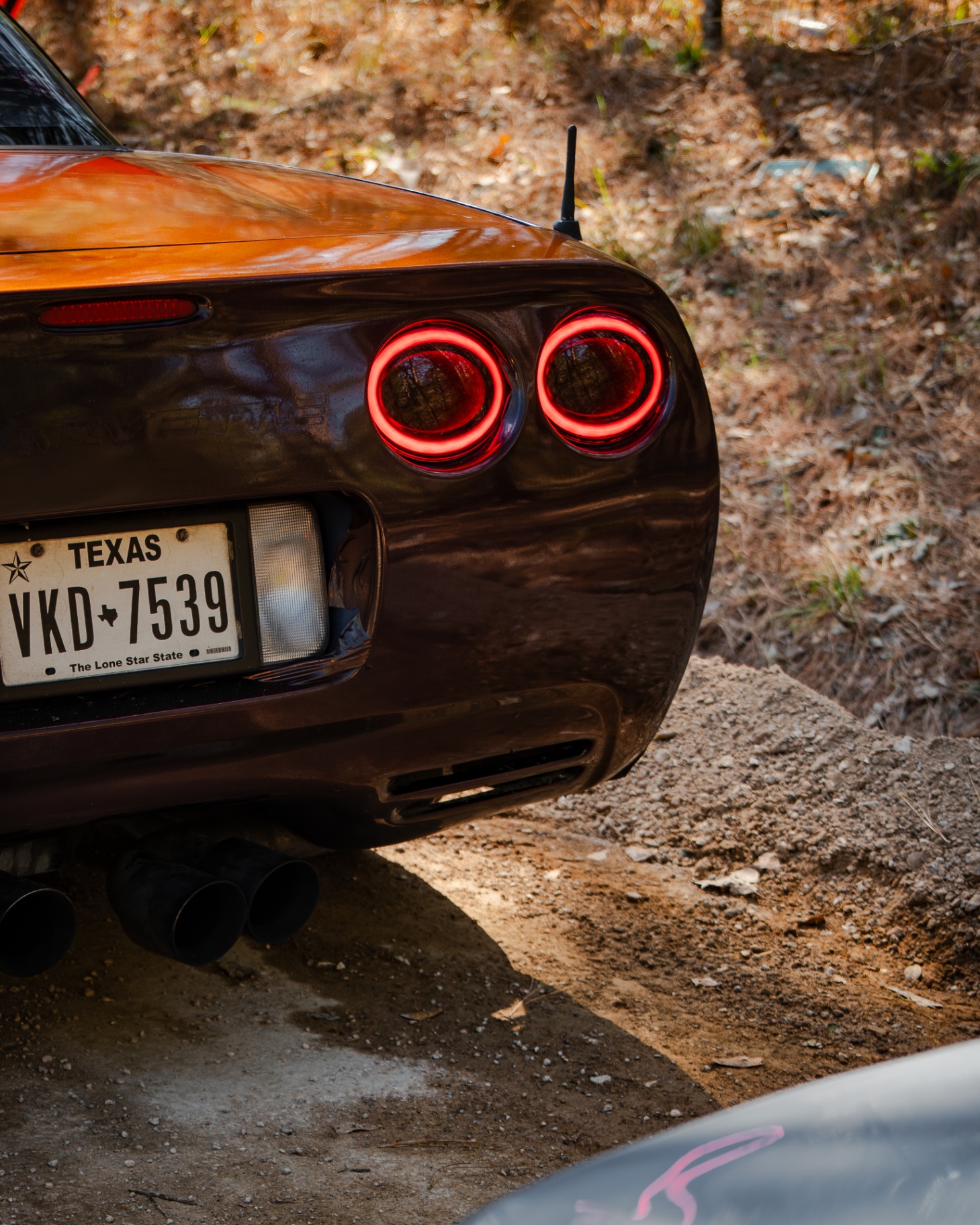 Corvette rear with glowing taillights
